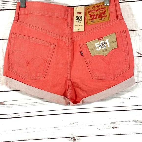 Levis 501 Women’s Shorts Mid Rise Non Stretch Pink - Picture 6 of 11
